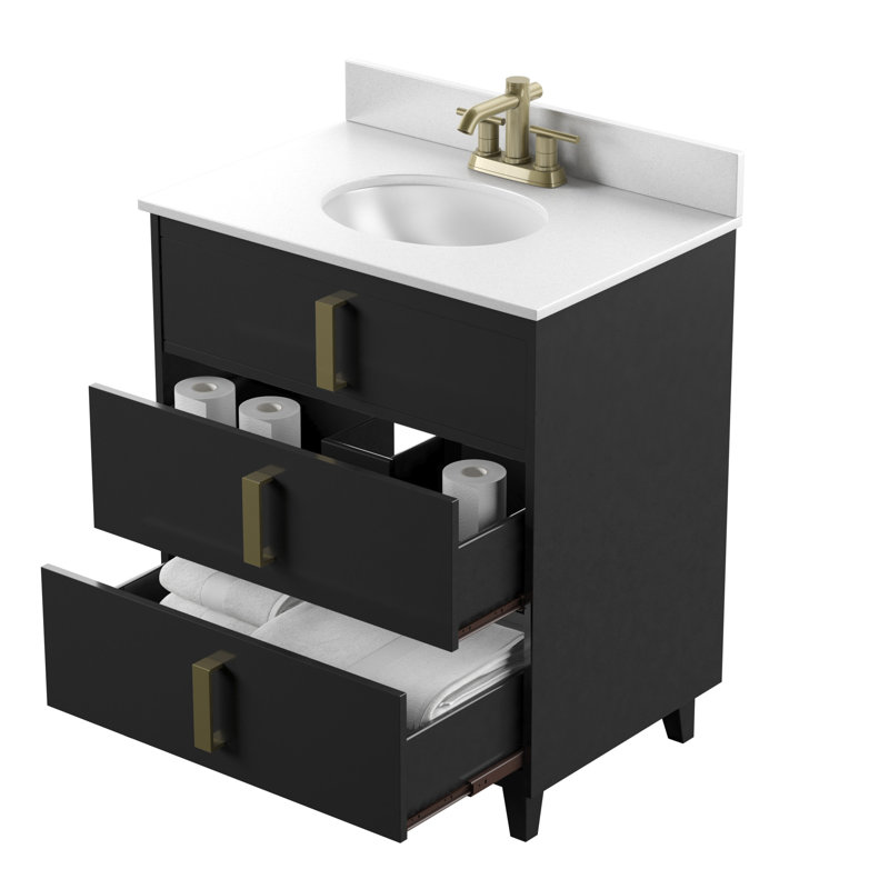 Ensemble de meuble-lavabo simple l 30 po x P 20 po x H 39 po Annalise, Noir