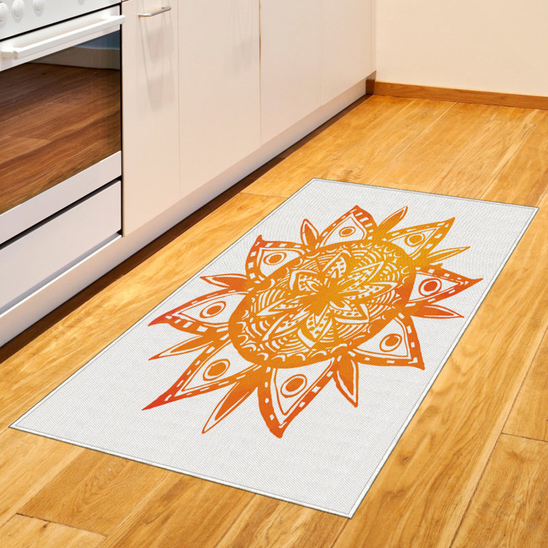 Orange High Density Long Fiber Poly Threads Decorative Area Rug Carpet, Rectangle 2'7" x 5'