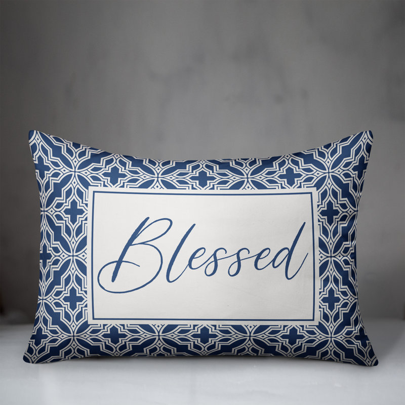 Housse de coussin rectangulaire d'extérieur Blfo Quatrefoils, Bleu