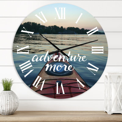 Adventure More Kayak View on River - Nautical & Coastal wall clock