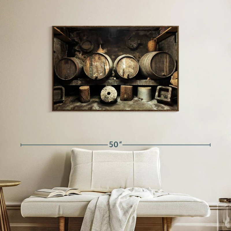Vieille cave à vin, Cadre flottant en noyer, 40 po x 27 po