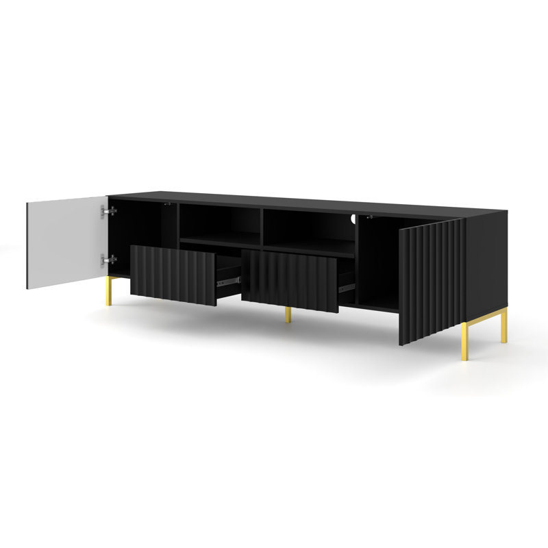 Patriki Unfinished TV Stand for TVs up to 88", Black