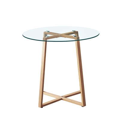 Round Glass Dining Table Modern Practical Kitchen Table With Metal Legs For Dining Room