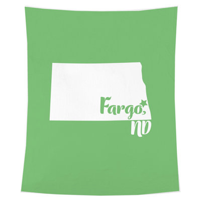 Home Sweet Fargo — Silhouette de l'État du Dakota du Nord — Tapisserie murale intérieure (portrait)