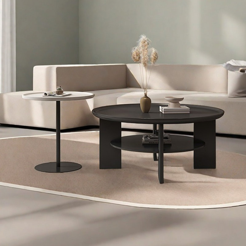Creative minimalist solid wood double end table, 16.53" H x 35.43" L x 35.43" W