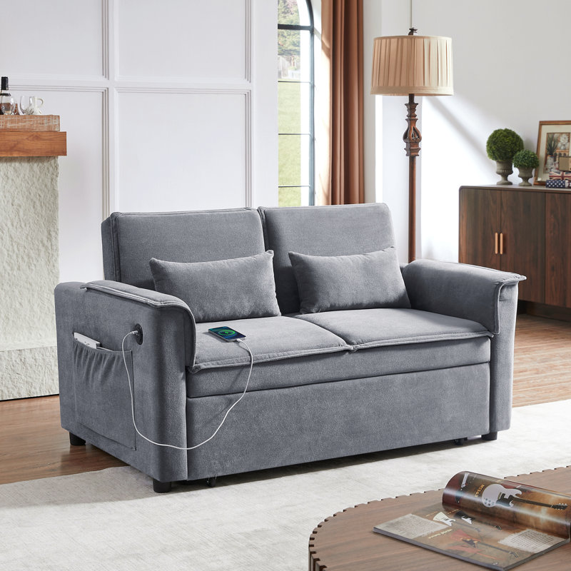 Canapé-lit convertible en tissu Modern, Gris