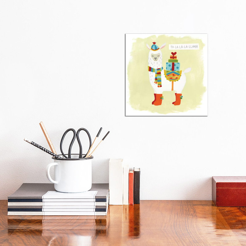 Fa-La-La-La Llama I by June Erica Vess - Wrapped Canvas Painting, 30.48 cm H x 30.48 cm W