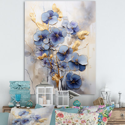 " Blue And Gold Minimalism Violets II "