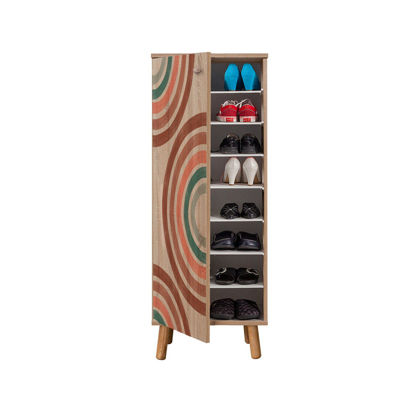 Modern Shoe Cabinet with Solid Wood Legs & Handles, Sonomo Color, 19.7 x 53.1 x 15.0 inches | 100% Melamine Coated Chipboard, UV Coating, Multiple Shelves | Stylish & Functional Storage Solution for Entryway & Hallway