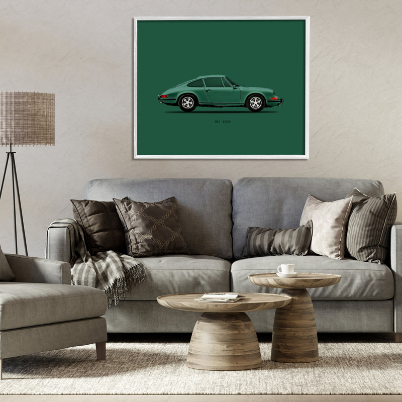 Giclée encadrée de voiture classique aux tons verts, design par Mark Rogan, Giclée encadrée blanc bord de mer