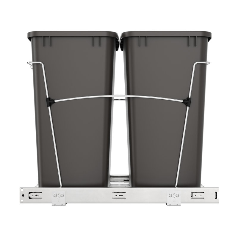 Rev-A-Shelf Double Pullout Trash Can 35 qt. for Kitchen , Orion/Gray
