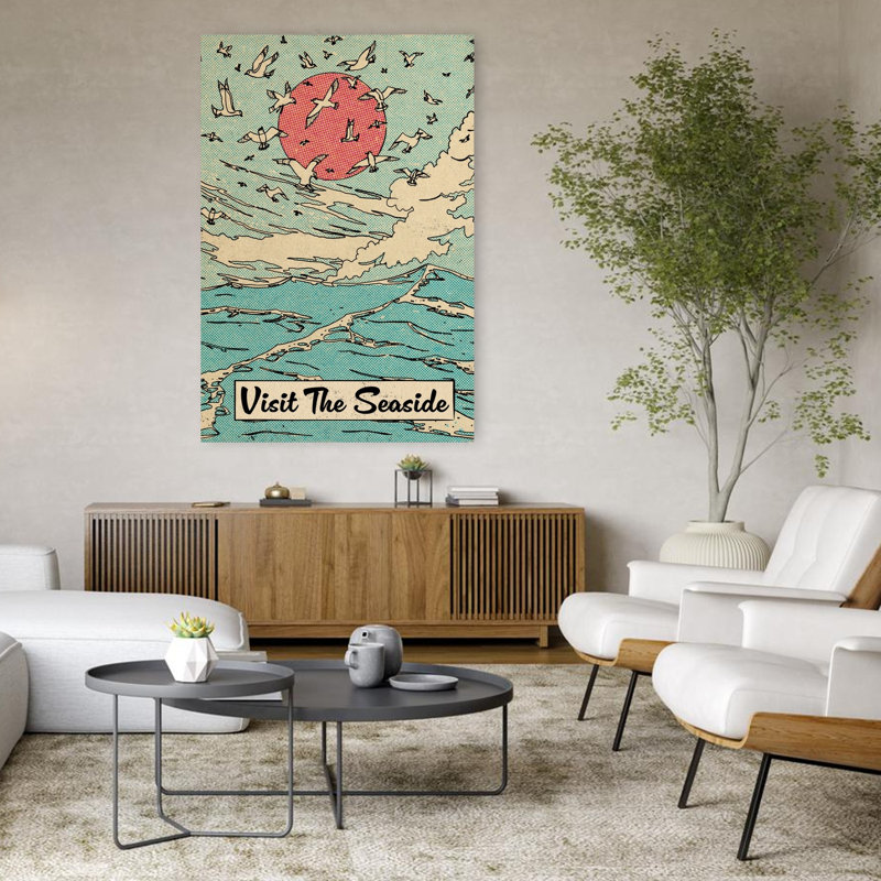 Art contemporain bord de mer, H 48 po x l 32 po