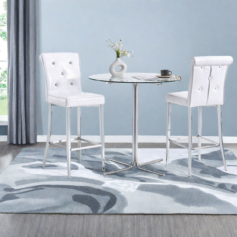 Dining Table Sets(must Include Both Table And Chair), 3 Piece Glass Metal Modern Bar Set For Small Kitchen