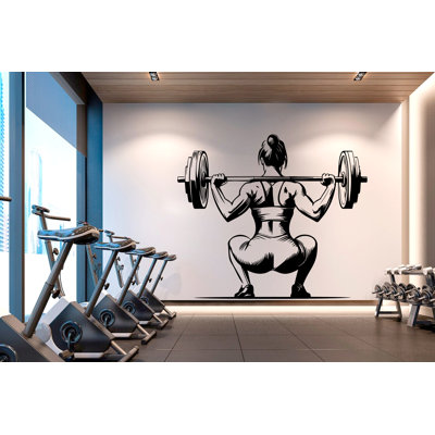 Adhésif décoratif pour salle de gym Home Gym Girl Power Fitness citation Decor Workout Art vinyle autocollants muraux pour salle de bain