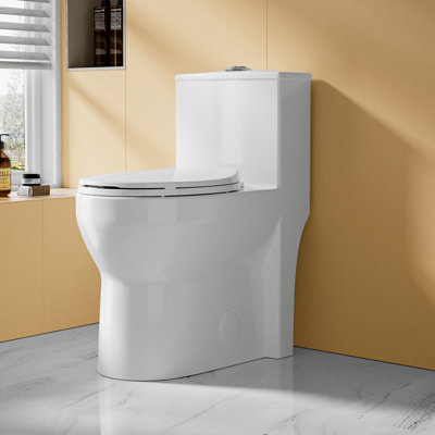 17" ADA Comfort Height Toilet Compact One Piece Skirted Toilet for Seniors, Dual Flush 1.0/1.28 GPF, MAP 1000g