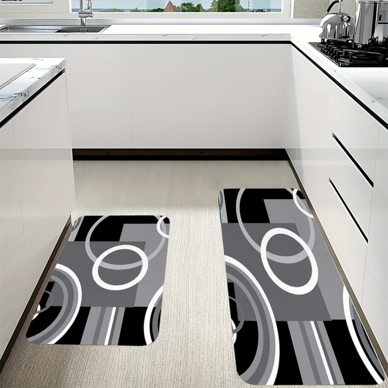 Tapis de cuisine en flanelle antidérapant 2 pièces Modern