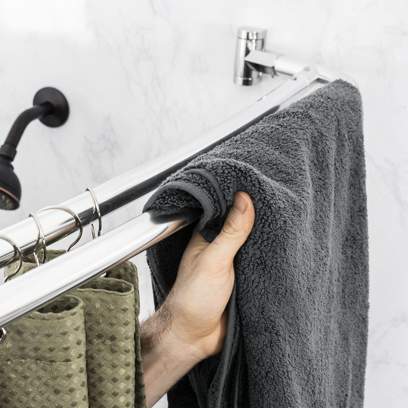 Adjustable Chrome Double Curved Shower Curtain Rod