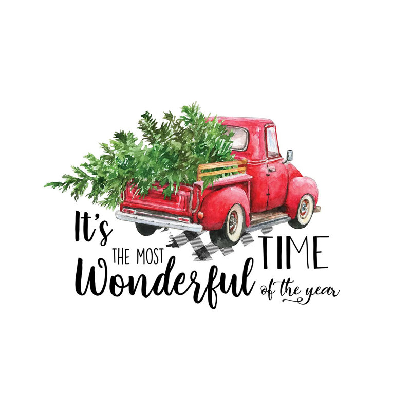 " Red Christmas Truck " by Ephrazy Graphics, 8" H x 12" W x 0.75" D