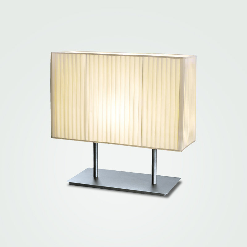 Blissy 16.9291" Table Lamp, Ivory Pleated, Metallized Gray