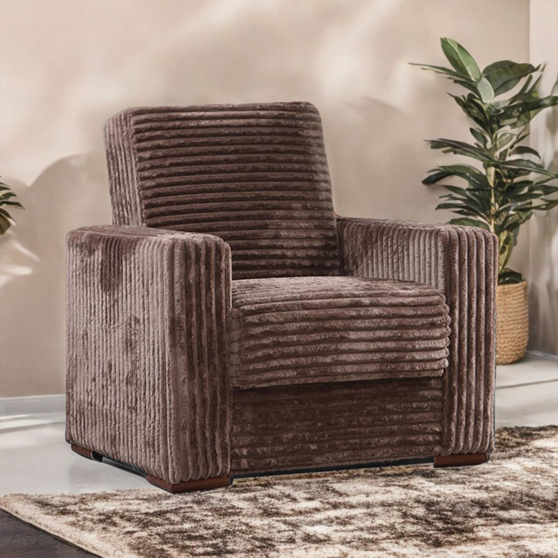 Fauteuil Monet, Brun, Velours côtelé brun