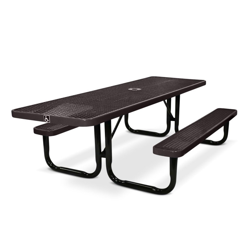 Table de pique-nique rectangulaire, agrandie, brune, conforme aux normes ADA, 8ft Rect ADA, Expanded, Brun