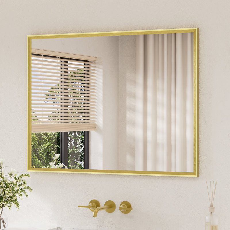 Miroir de salle de bain rectangulaire, 40 po x 30 po, Or brossé
