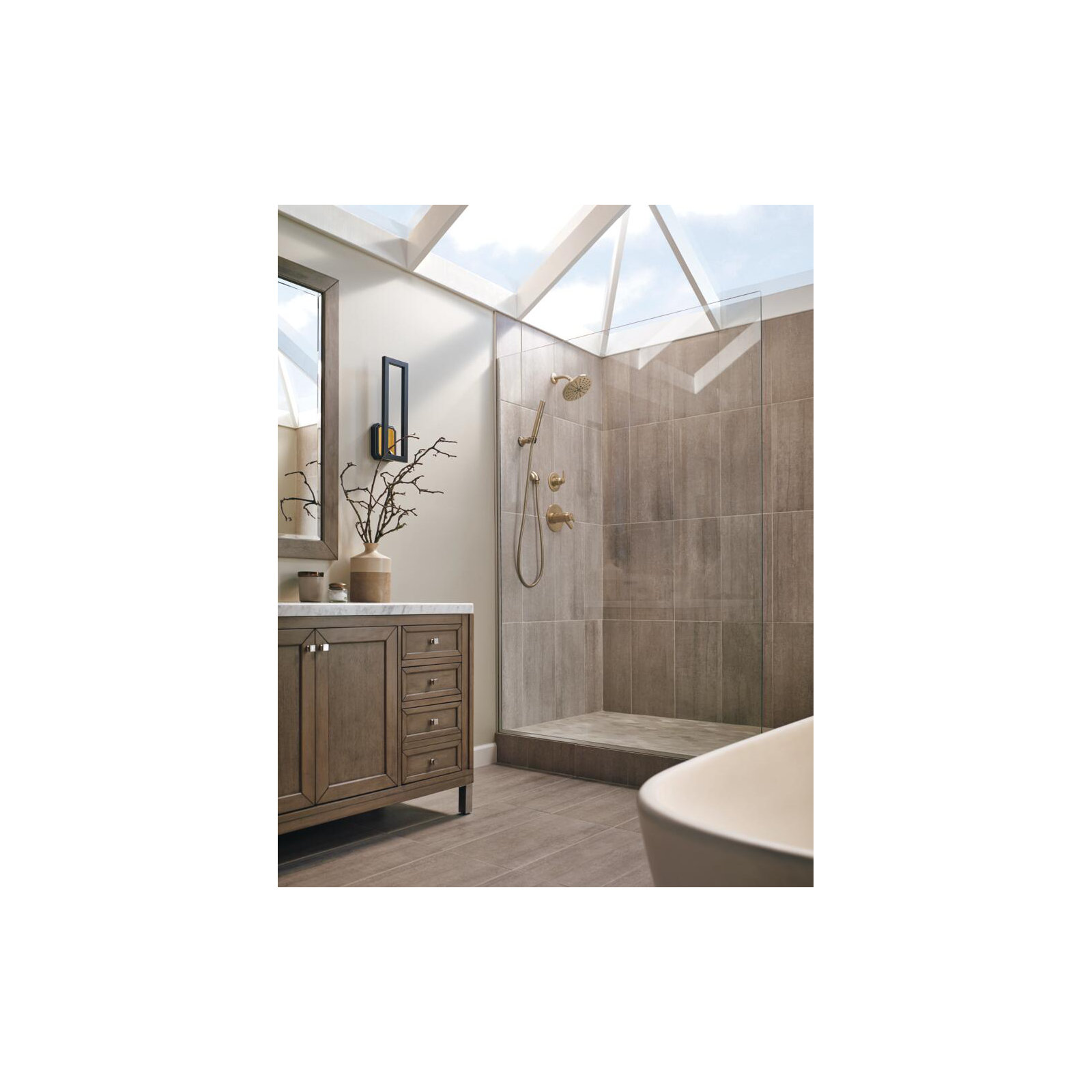 Trinsic Thermostatic Fixed Shower Head, Brilliance Champagne Bronze