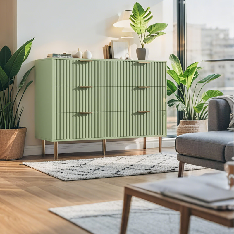 119.9cm W 6 - Drawer Chest of Drawers, Green
