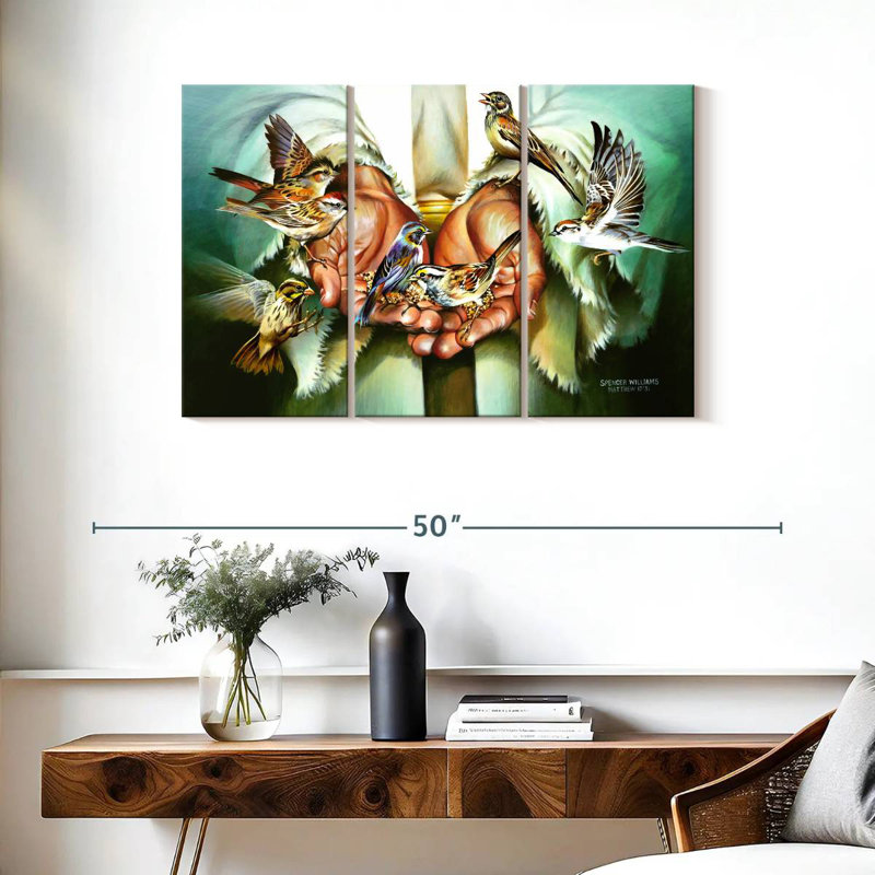Adella Birds And Hands, 24" H x 38" W