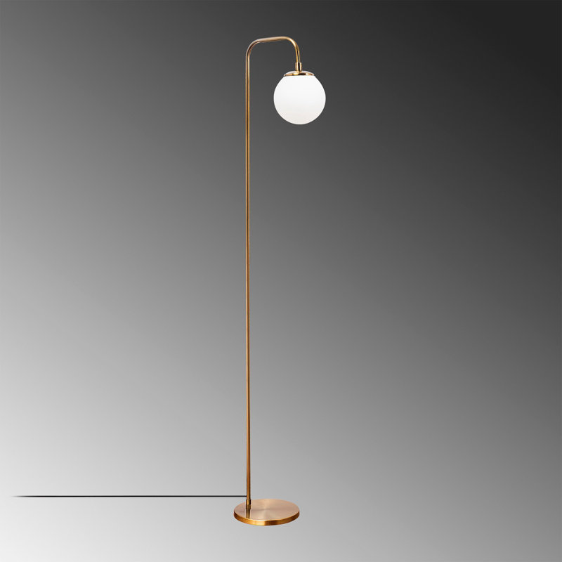 57.48'' Arched Floor Lamp, Gold, Cream