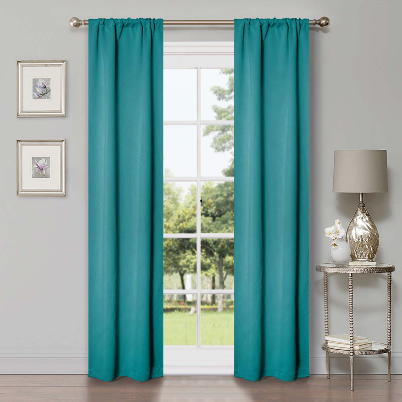 Paire de rideaux obscurcissant avec œillets Millendon, Turquoise, L 26 po x L 84 po