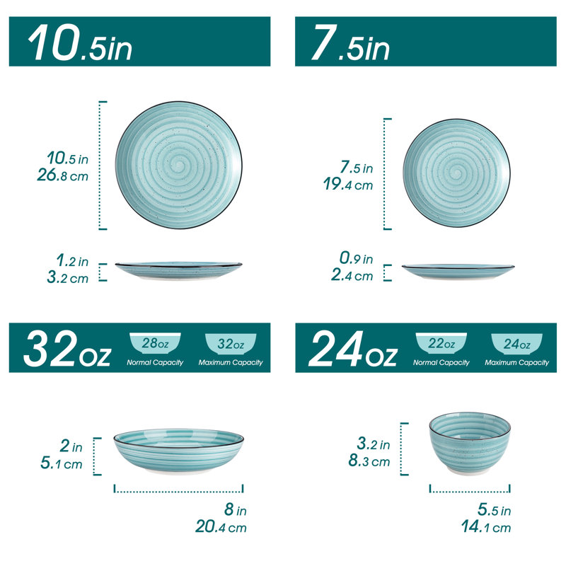 Bonbon Piece Dinnerware Set - Service for 6, Blue