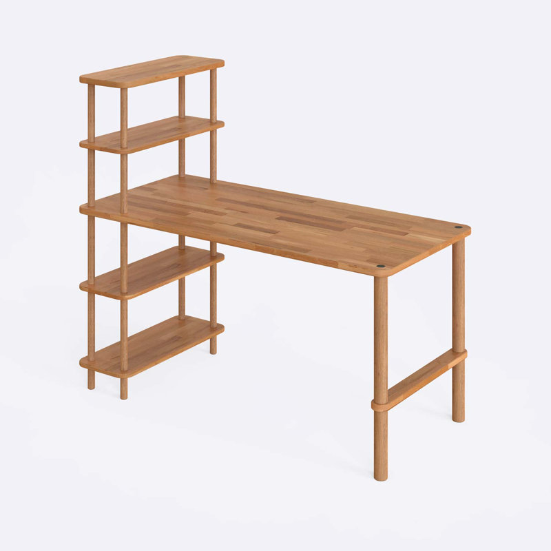 Castro Minimalist Solid Wood Home Office Desk with Storage – Modern & Functional Design, 52.2" H x 59" W x 27.5" D