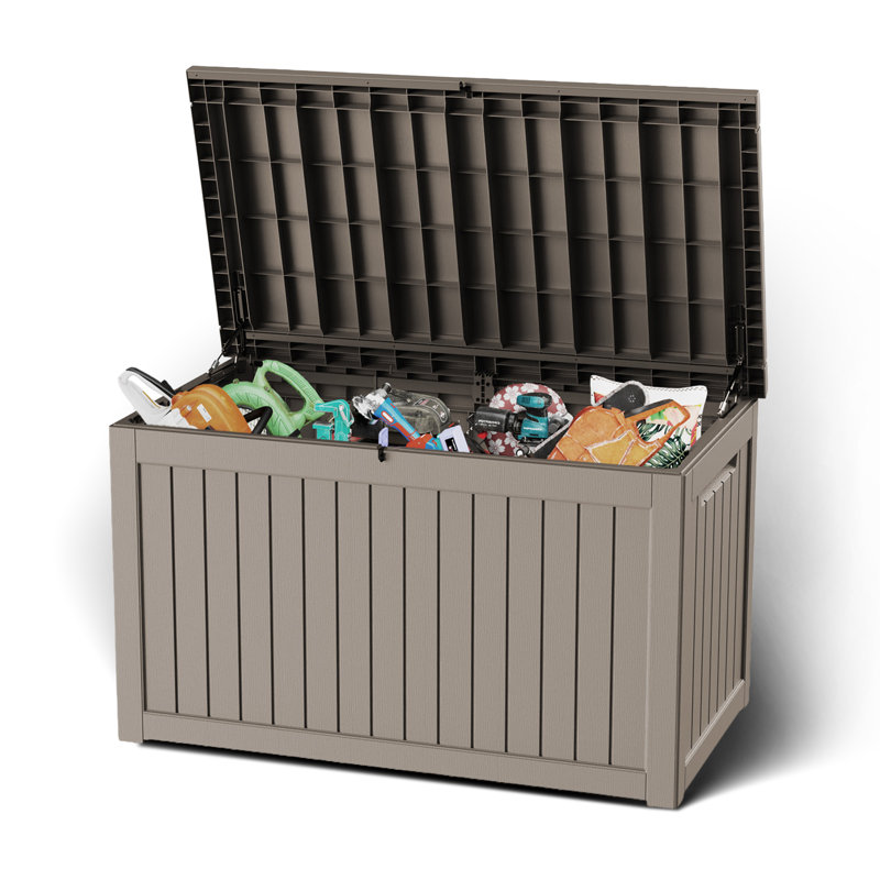 230 Gallons Resin All-Weather Easy-Assembly Outdoor Storage Box, Brown