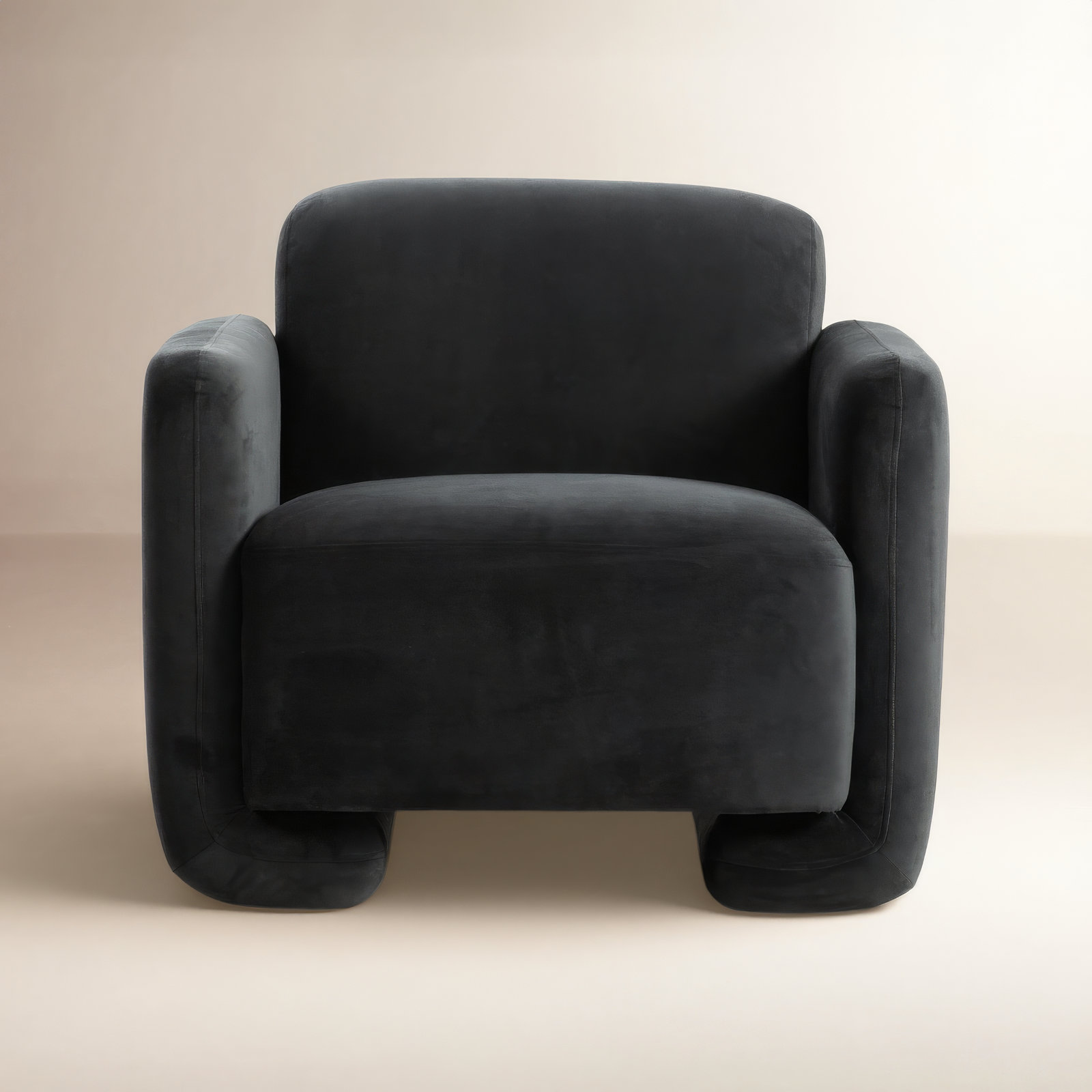 Calandra Pine Armchair, Black Velvet