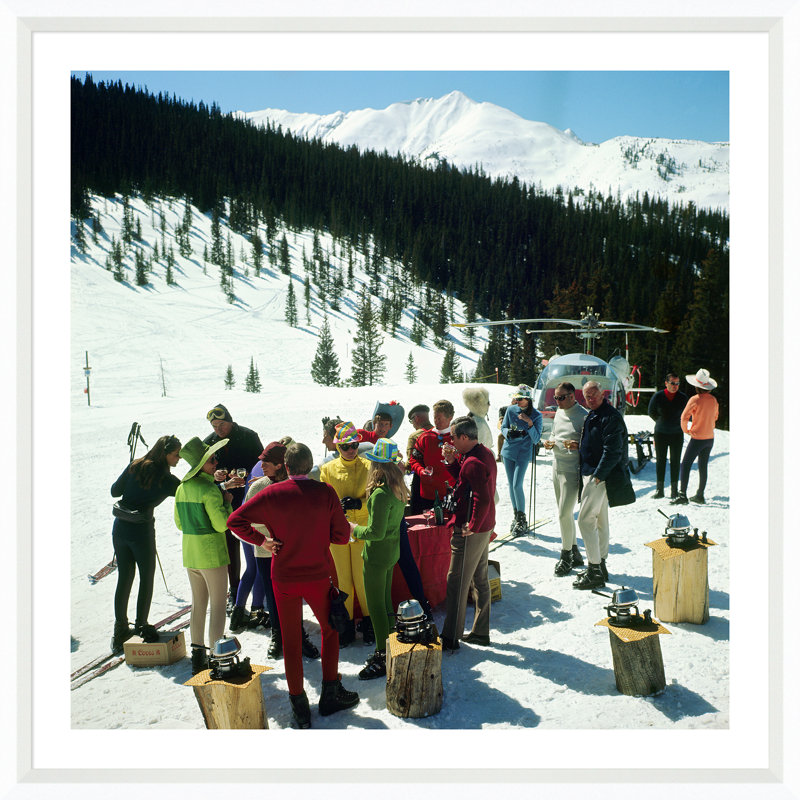 Snowmass Picnic by Slim Aarons, White Single Picture Framed, 17" H x 17" W x 1.75" D