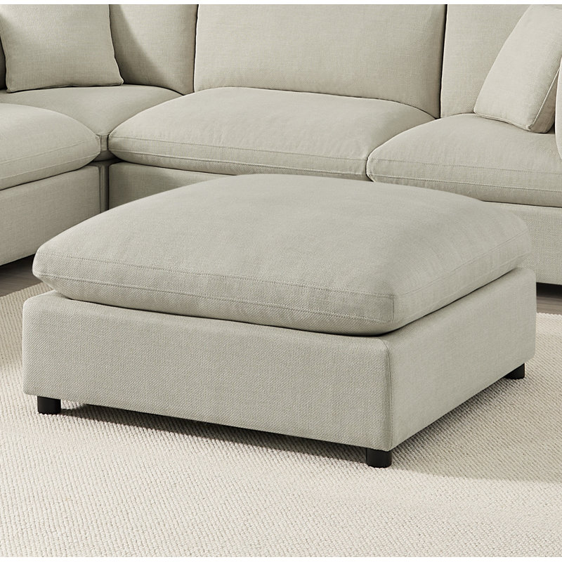 Jazzmyne Fabric Ottoman, Beige Polyester