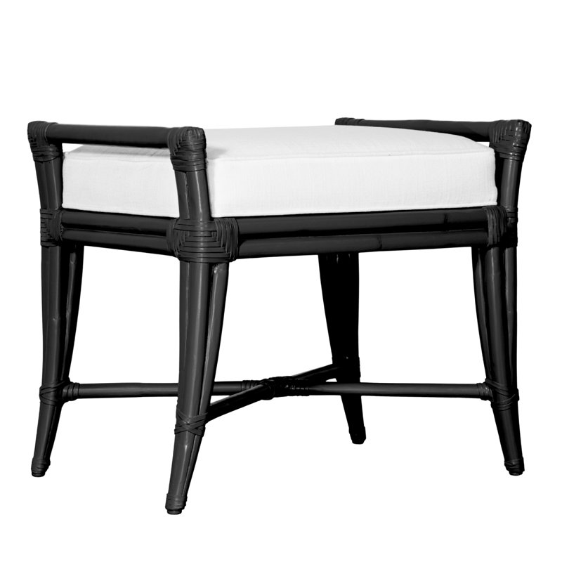 Malacca Upholstered Bench, Satin Black