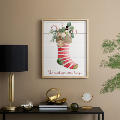 Comfy Cozy Stocking III Framed Print - Solid Wood