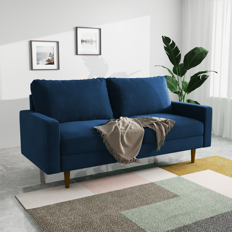 Markham Square Arm Sofa Loveseat, Blue Velvet, 33" H x 70" W x 32" D