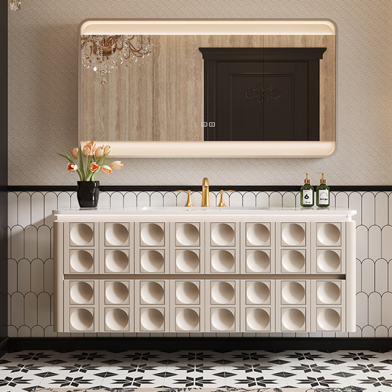 American modern style bathroom cabinet, Off White, 21.65" H x 59.06" W x 21.65" D