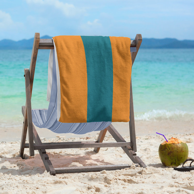 San Jose Lightweight Beach Towel, Burnt Orange/Deep Pacific Teal/Burnt Orange, Microfiber
