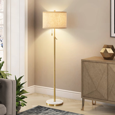 Vondell 64'' Modern Marble Floor Lamp Flexible Adjustment Height with Pull Chain Switch
