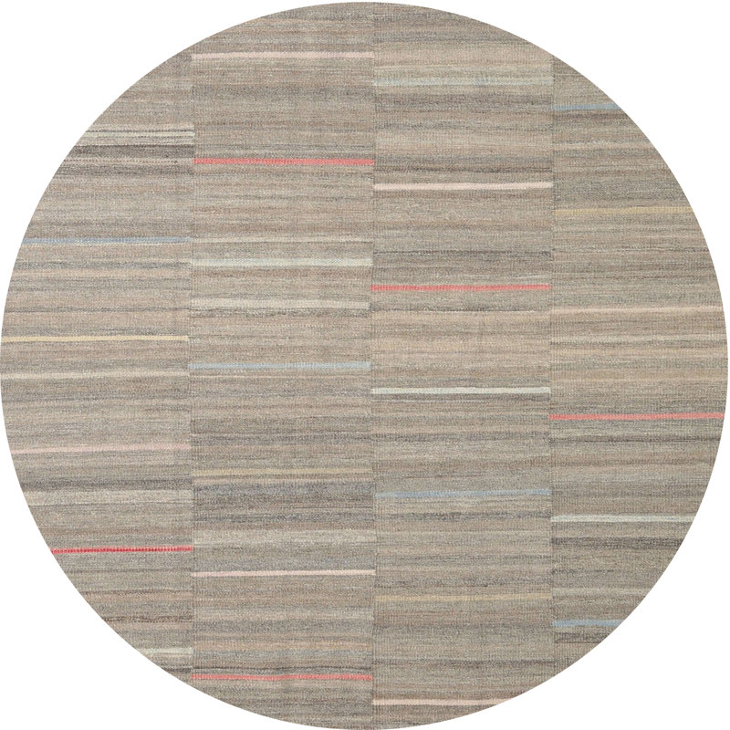 Tapis abstrait gris / brun clair, Rond 6 pi