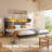 Storage Upholstered PU Headboard With LED Lights & Charging Station-1609409995-1609409999