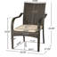 Chaises d'extérieur empilables 4 pièces, matériau principal en résine brune, structure en fer, coussins d'eau, incurvées, 24,48 pouces de profondeur, 29,06 de largeur, 35,22 de hauteur, résine, accoudoirs, haute