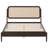 Queen Bed Frame With Rattan Headboard, Bed Frame With LED Lights, Boho Platform Bed Frame With Wooden Support Legs-1856335873