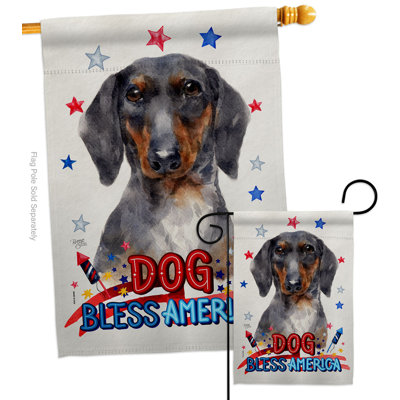 Drapeau de jardin en polyester teckel patriotique brun clair