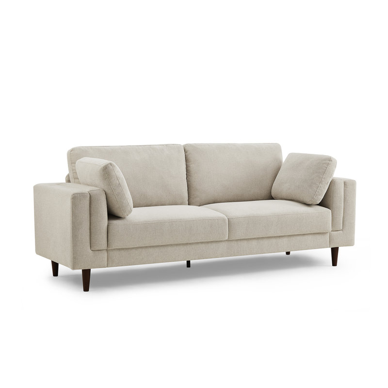 Kraz MINIMORE Modern Style 85'' Square Arm Sofa, Beige Linen Blend