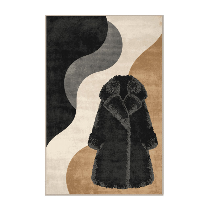 Machine Washable Buckland Modern Rug in Gray – Beige Binding, 4x6